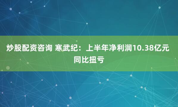 炒股配资咨询 寒武纪：上半年净利润10.38亿元 同比扭亏